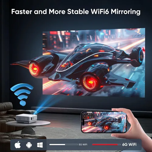 Vista 4 de 【Netflix Oficialmente】NISOO Proyector Inteligente con WiFi y Bluetooth, Mini Proyector de Películas con Aplicaciones Integradas, Proyector 1080P