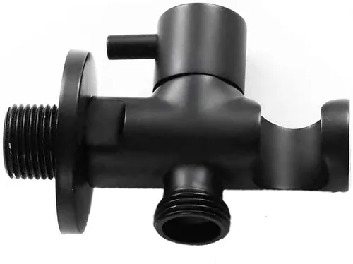 Vista 2 de Soporte de cabezal de ducha de mano con conector de manguera, cabezal de ducha, válvula de cierre, soporte para varita de ducha, soporte de pared