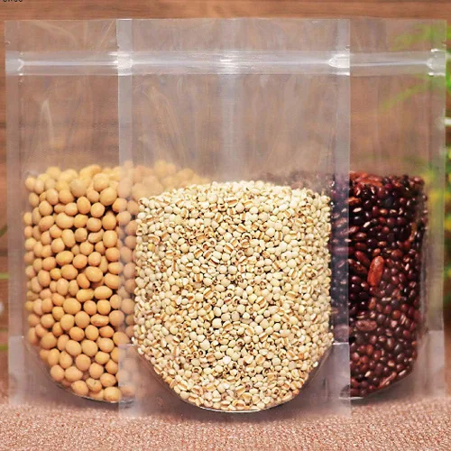 Vista 2 de Bolsa transparente de pie con cremallera, 100 bolsas de embalaje de 4.3 x 7.0 pulgadas, sellables con cierre de cremallera, para aperitivos