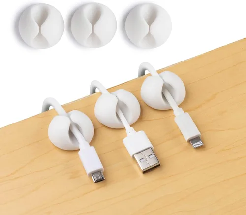 Vista 7 de Prácticos clips para cables – Soportes para cables compactos y adhesivos para organización de cables – Protectores de cables con respaldo adhesivo