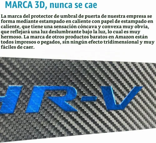 Vista 5 de LEXLEY Protector de umbral de puerta de cuero estilo fibra de carbono para HRV HR-V Explorer 2015-2022, protector de placa antirasguños sucios Azul