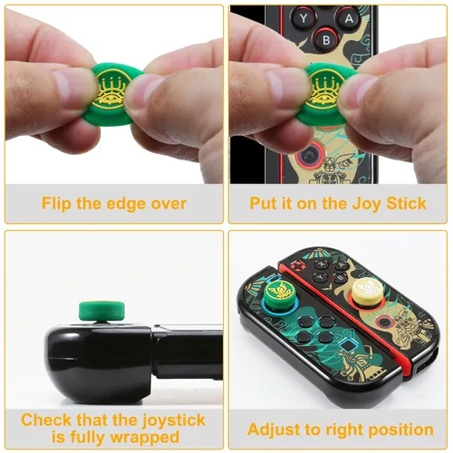 Vista 5 de Yebowe Tapas de agarre para el pulgar del interruptor, cubierta de silicona suave, compatible con SwitchOLEDSwitch Lite, cubierta de botón analógico