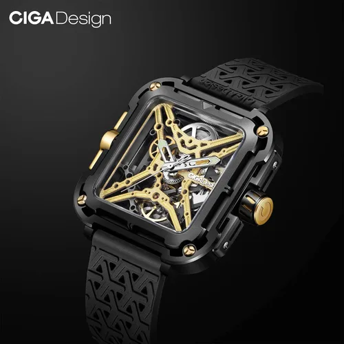 Vista 8 de CIGA Design Mechanical Automatic Watch X Series SUV Inspired Anti-Shock Design Sapphire Crystal Analog Skeleton Watches with Silicone and Nylon