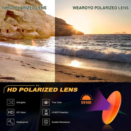Vista 5 de WEAROYO Lentes de sol polarizados para hombres y mujeres con patillas de madera, lentes retro oscuras para conducir, pescar, protección UV400