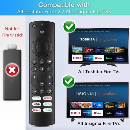 Vista 2 de Reemplazo para control remoto Insignia/Toshiba/Pioneer Fire TV, compatible universal para AMZ Fire Smart TV remoto (no para stick y cubo) con 6