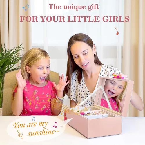 Vista 2 de Joyero musical para niñas con bailarina giratoria, almacenamiento de cajas de joyería para niños, caja de música de bailarina, regalo para niña