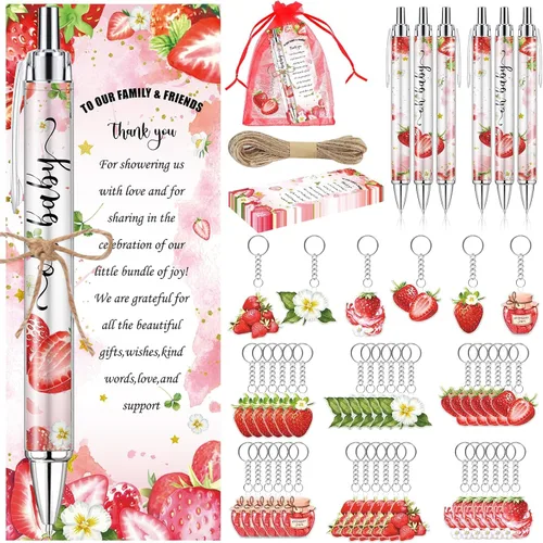 Vista 15 de 145 bolígrafos y llaveros de ganso rosa para baby shower, regalos para niñas, bolígrafos retráctiles para baby shower, revelación de género