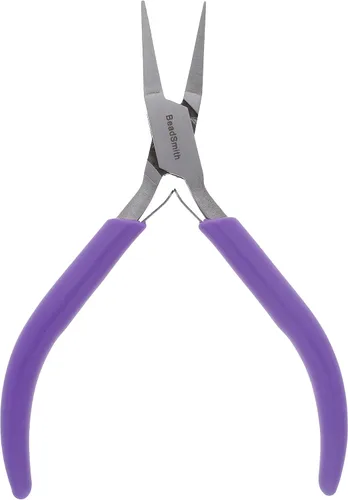 Vista 3 de The Beadsmith Alicates de punta plana – 4.5 pulgadas (4.488 in) – Mango de agarre de vinilo morado con resortes de hoja doble – Herramienta
