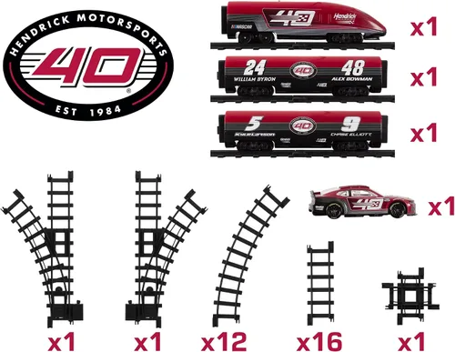 Vista 7 de Lionel NASCAR Hendrick Motorsports - Juego de tren para el 40 aniversario – Motor diésel a batería listo para jugar con 1:64 fundido a presión