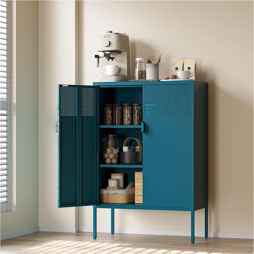 Vista 39 de COFaR Soporte de TV para televisores de hasta 75 pulgadas, consola multimedia de 40 pulgadas de largo con puertas de ventilación, centro de Negro