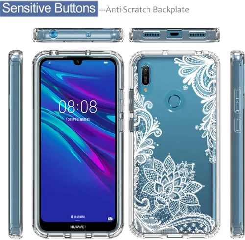 Vista 5 de Funda para Huawei Y6 2019/Y6 Pro 2019/Y6s/Honor Play 8A/Honor 8A, con protector de pantalla de vidrio templado, funda protectora de cuerpo completo