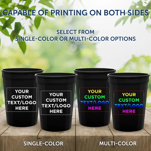 Vista 6 de DISCOUNT PROMOS Vasos de plástico personalizados + tamaño de 12 onzas + diseño de fiesta desechable + juego a granel (10, 50 o 100) ideal