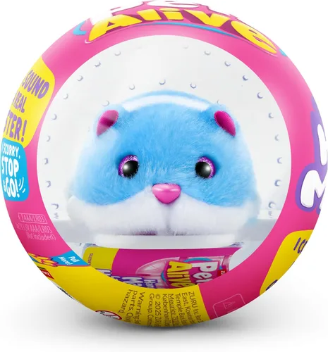 Vista 2 de Pets Alive Hamstermania (azul) por ZURU Hamster, mascota electrónica, más de 20 sonidos interactivos, juguete de pelota de hámster para niñas y niños