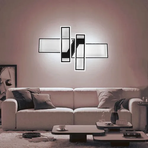 Vista 7 de Lámpara de Techo LED Moderna de 35.4", Luminaria Candelabro Regulable Negra de 94W, Rectangular, con Control Remoto Lámpara de Comedor, Lámparas