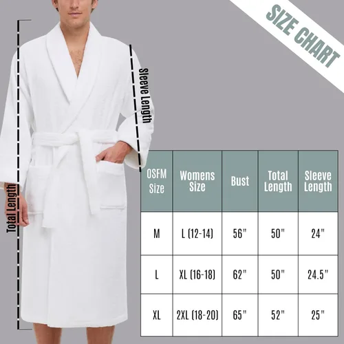 Vista 6 de MONARCH Bata de baño unisex de rizo 100% algodón peinado lux, bata con cuello de chal, elección de hotel de cinco estrellas, sin capucha