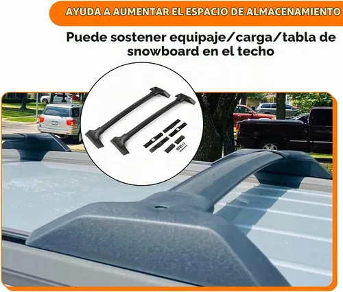 Vista 3 de ECOTRIC - Barras transversales de techo de aluminio compatibles con portaequipajes de techo superior Chevy Traverse 2009-2017 (1 par). Los canales