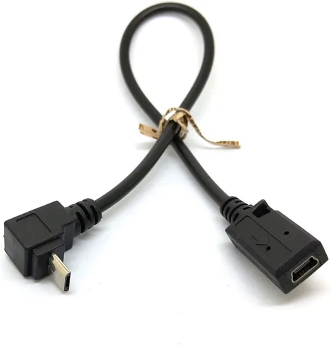 Vista 2 de GuangMaoBo Ángulo de 90° USB 5P Micro B macho a 5P Mini USB hembra izquierda derecha hacia arriba en ángulo adaptador de cable de extensión