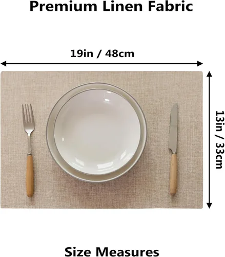 Vista 25 de Demetex - Juego de 4 manteles individuales de mesa de estilo rústico, resistentes al calor, de lino, lavables, de tela, manteles individuales
