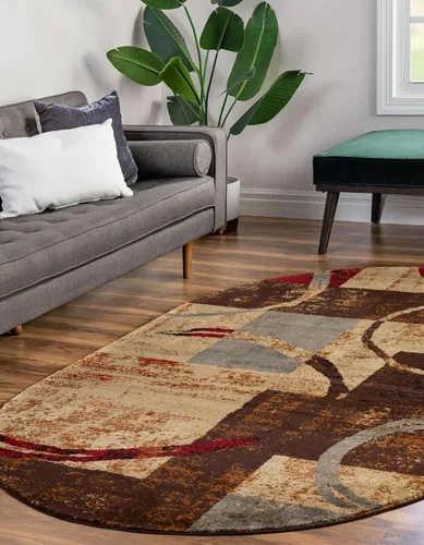 Vista 4 de Unique Loom Barista Collection - Alfombra de área Kouillou (2' 2" x 3' 1" ovalada, multi/marrón)