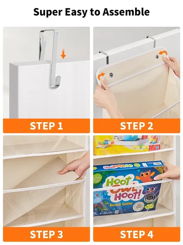 Vista 9 de JARLINK Organizador de almacenamiento de juguetes de animales de peluche, organizador sobre la puerta con ventanas transparentes, capacidad de carga