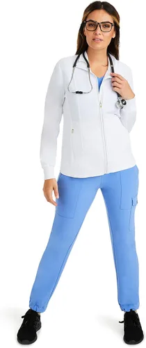 Vista 3 de healing hands Womens Scrub Jacket 2 Pocket HH360 5067 Carly Zip Up Stylish Women Jacket