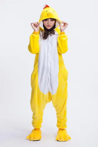 Vista 2 de Disfraz de animal Kigurumi de pollo para adultos, ropa para el hogar, ropa de descanso