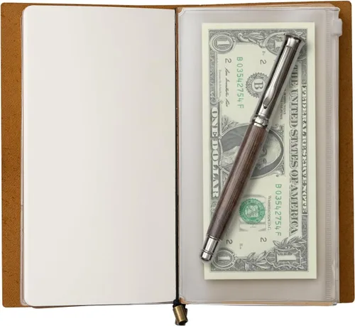 Vista 7 de WANDERINGS Cuaderno A5 Travelers hecho a mano, de cuero auténtico, 6 x 8.5 pulgadas, diario de viaje recargable con soporte para bolígrafo