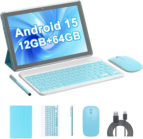Vista 8 de HOTTABLET Tablet Android 15 de 10", 12(4+8Expand) GB RAM+64GB ROM, cámara dual de 2+8 MP, batería de 6000 mAh
