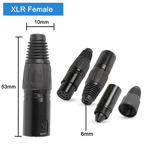 Vista 2 de XMSJSIY Conectores XLR hembra de 4 pines, conector de micrófono de audio XLR-F de 4 pines, conectores de cable XLR de repuesto, enchufe F de audio