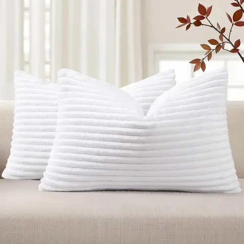 Vista 44 de Simmore Juego de 2 fundas de almohada decorativas de verano de 16 x 16 pulgadas, fundas de almohada suaves de franela de felpa natural de doble cara