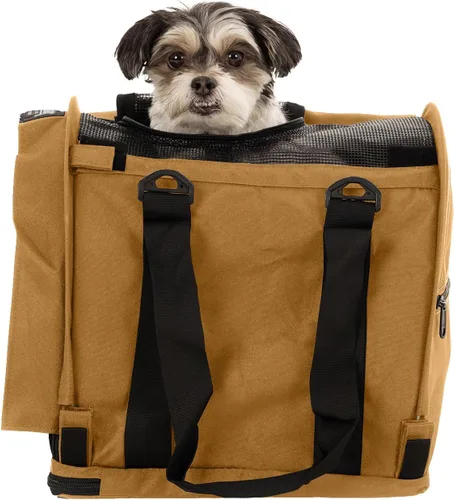 Vista 8 de SturdiBag XL - Transportador de viaje para mascotas: altura flexible para gatos y perros, lados suaves con clips de seguridad y correas