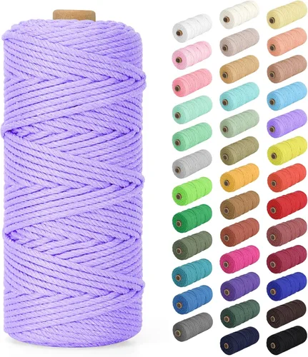 Vista 72 de Cuerda de macramé de 0.079 in x 220 yardas (656 pies), cuerda de algodón natural para colgar en la pared, ganchos de plantas, manualidades Verde
