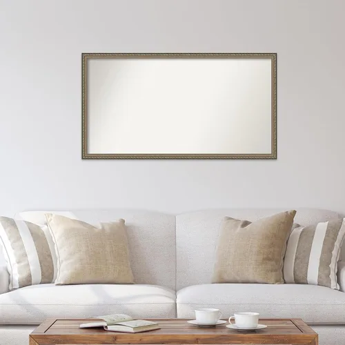 Vista 5 de Amanti Art Silver Bathroom Mirror for Over Sink, 25x46 Custom Made Parisian Silver Rectangle Vanity Mirror, Oversize Traditional Wood Frame, Hangs
