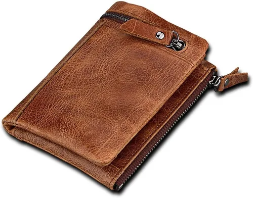 Vista 4 de TAUFE Men's Wallets, Men's Crazy Horse Leather Leather Wallet for Man Wallet Short (Color Coffee)