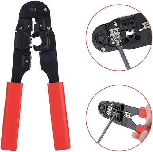 Vista 3 de Herramienta de crimpado de red, crimpadora modular, kit de herramientas de alambre de red de alta seguridad, cables de red de corte y tira El mejor