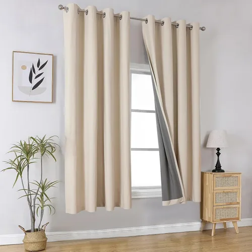 Vista 39 de Joydeco - Juego de 2 paneles de cortinas opacas de 63 pulgadas, 2 cortinas largas con aislamiento térmico burg, cortinas de oscurecimiento