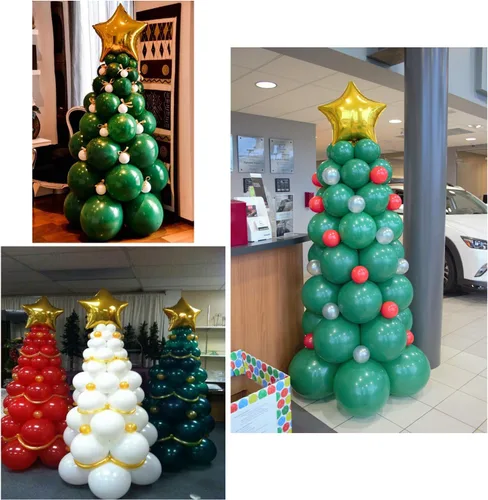 Vista 5 de Kit de arco de guirnalda de globos de Navidad, 96 globos de árbol para decoraciones de fiestas