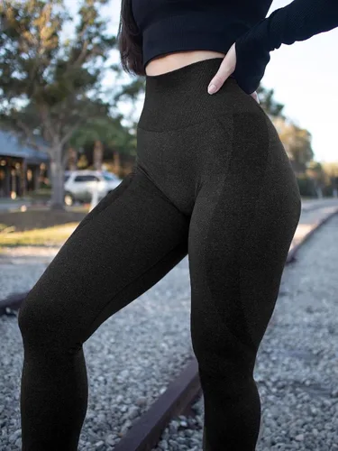 Vista 2 de SENBAN - Leggings de cintura alta para mujer, sin costuras, para entrenamiento, gimnasio, yoga, control de abdomen, mallas deportivas