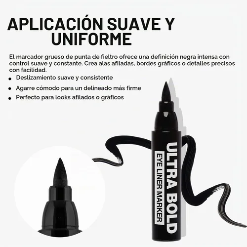 Vista 5 de Palladio Rotulador delineador de ojos Ultra Bold negro carbón
