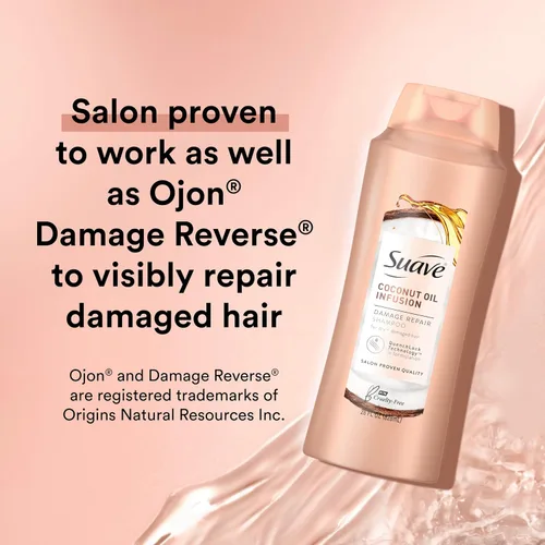 Vista 9 de Suave Champú reparador de daños con aceite de coco, para cabello normal, seco y dañado, con infusión de aceite de coco puro, 28 onzas, paquete de 4
