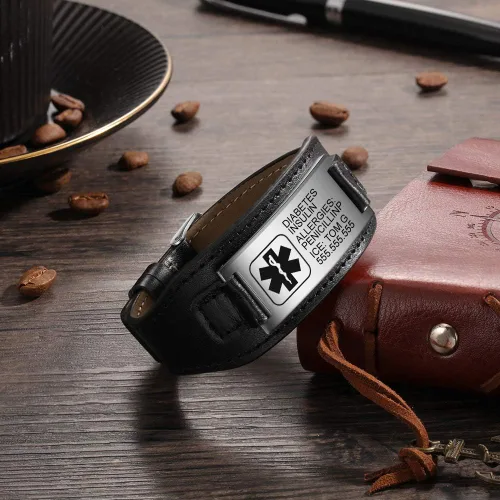 Vista 109 de OPALSTOCK Pulseras médicas personalizadas de silicona ajustable para identificación de emergencias, grabado gratuito, 9 pulgadas, resistente al