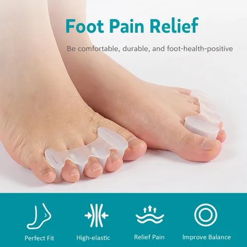 Vista 6 de 2 pares de separadores de dedos de los pies correctores de juanetes para mujeres/hombres, alineación de pies, esparcidores para juanetes, hallux