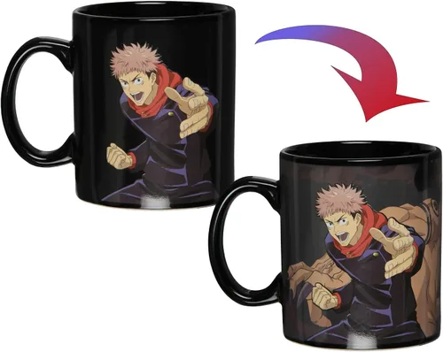Vista 4 de Jujutsu Kaisen Yuji Itadori Anime Manga Taza de Té y Café Cambia de Color con Reacción al Calor 16 OZ