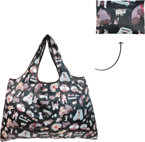 Vista 5 de allydrew Bolsas grandes plegables de nailon reutilizables para comestibles, paquete de 6