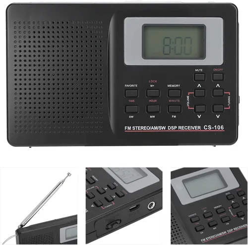 Vista 7 de Radio portátil AM FM SW, mini FM AM SW MW receptor Vintage Pocket Radio, CS 106 Radio de banda completa con auriculares para regalos Familia