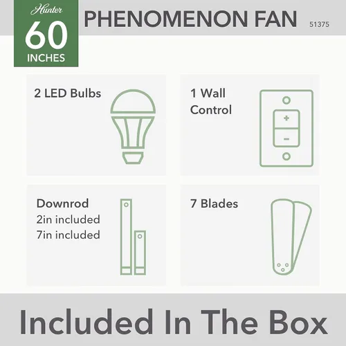 Vista 8 de Hunter Ventilador de techo blanco mate con WiFi de 60 pulgadas con kit de luz LED y control de pared