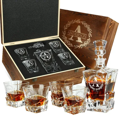 Vista 10 de Juego de decantador de whisky personalizado para el 250 aniversario Rocks, regalo de independencia de Estados Unidos 250 para hombres, nombre