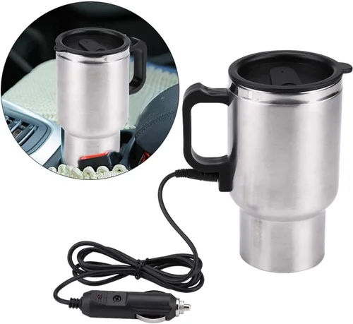 Vista 7 de Joyzan Hervidor eléctrico para coche, 12 V, portátil, de acero inoxidable, calentado, encendedor de cigarrillos, cargador de viaje, calentador