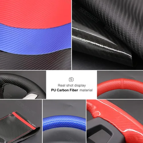 Vista 4 de MEWANT F150 - Fundas para volante de automóvil Ford, cuero de gamuza cosido a mano para Ford F-150 Raptor 2015-2020