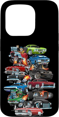 Vista 13 de Funda para iPhone 13 Hotrods, autos clásicos, coches musculosos y carros de carreras